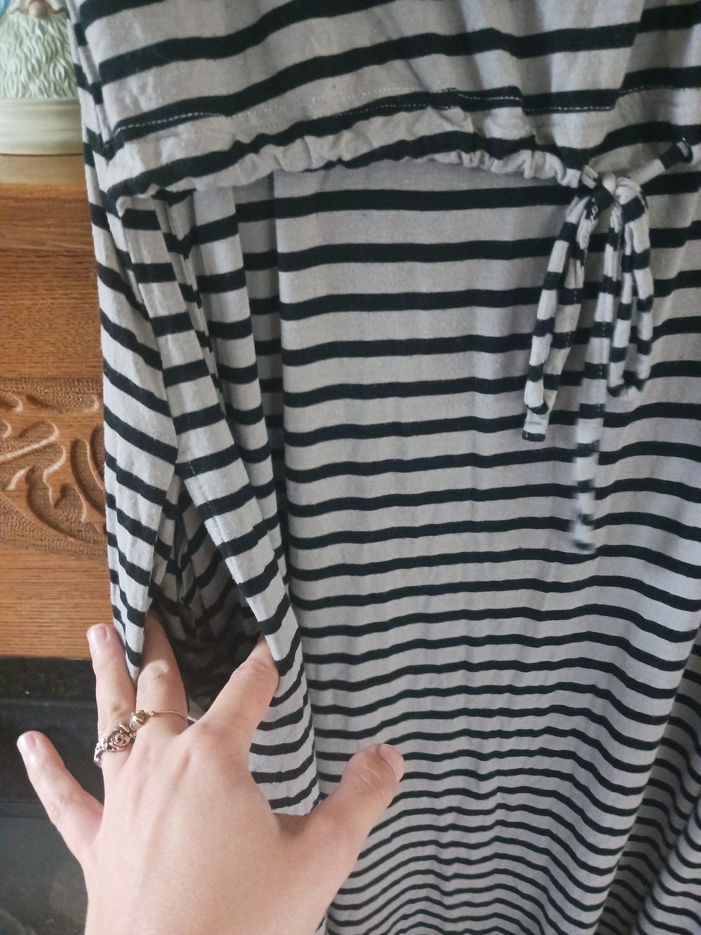 Latched Mama Black and White Striped Short Sleeve Midi Dress - Picture 4 of 4